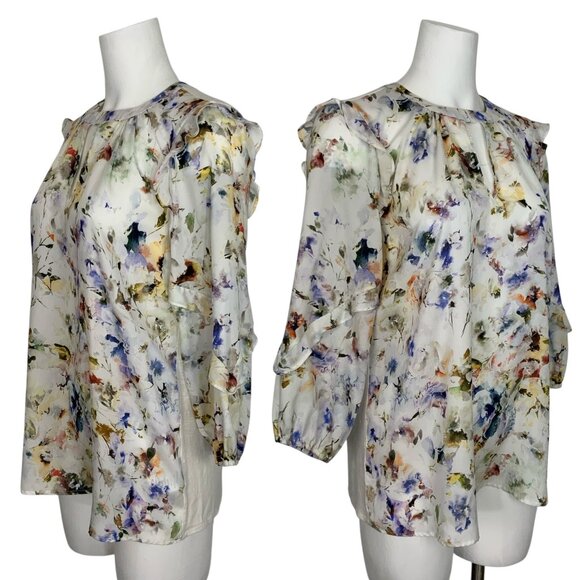 Anthropologie Dolan Araminta Ruffled Top M Floral - Picture 4 of 13